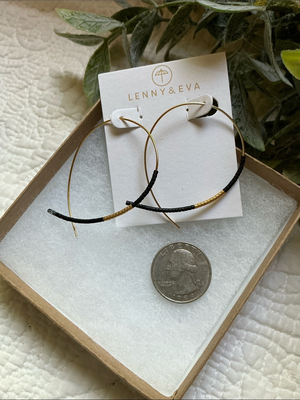 Lenny & Eva Black and Gold Beaded Hoop Earrings